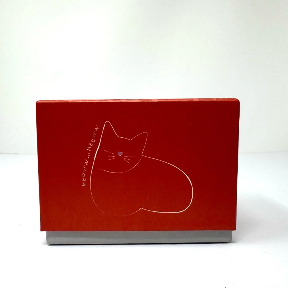 WEST ELM orange glass cat paperweight, NWOT